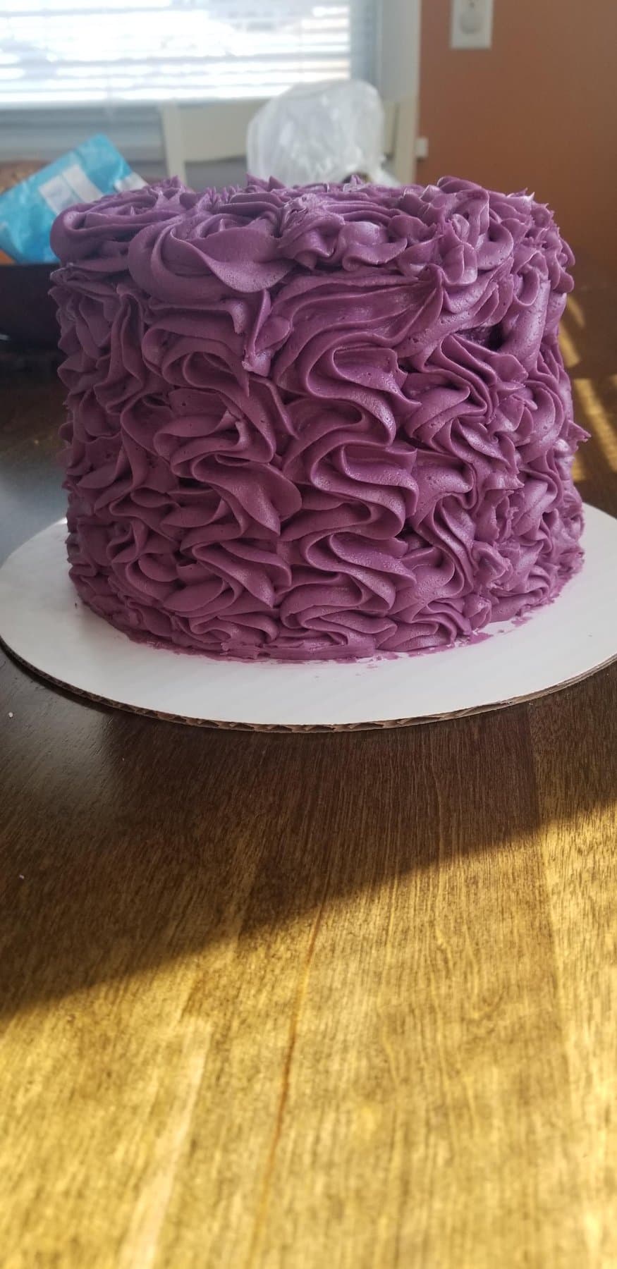 Purple rosette buttercream cake with textured piping by Jamie Cakes.